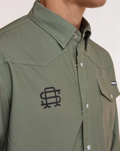 DHaRCO Tops*Mens Western Shirt | Kyle Strait Signature Edition Green