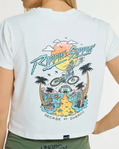 DHaRCO Tops*Womens Cotton Crop | Decade of White Decade of DHaRCO White