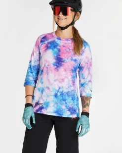 DHaRCO Tops*Womens 3/4 Sleeve Jersey | Tie Dye