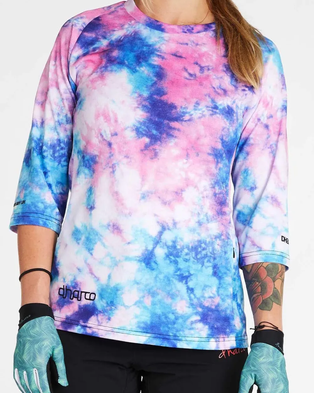 DHaRCO Tops*Womens 3/4 Sleeve Jersey | Tie Dye